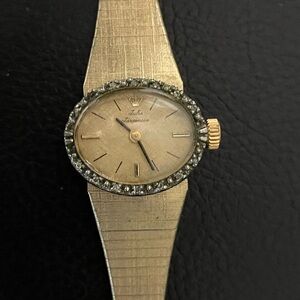 Vtg Jules Jurgensen Diamond Gold Women's Watch SS Back Works Great Just Serviced